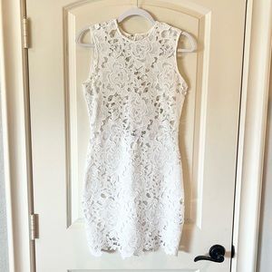 TOBI White Lace Mini Dress Medium Bridal Shower Bachelorette Coquette Bodycon
